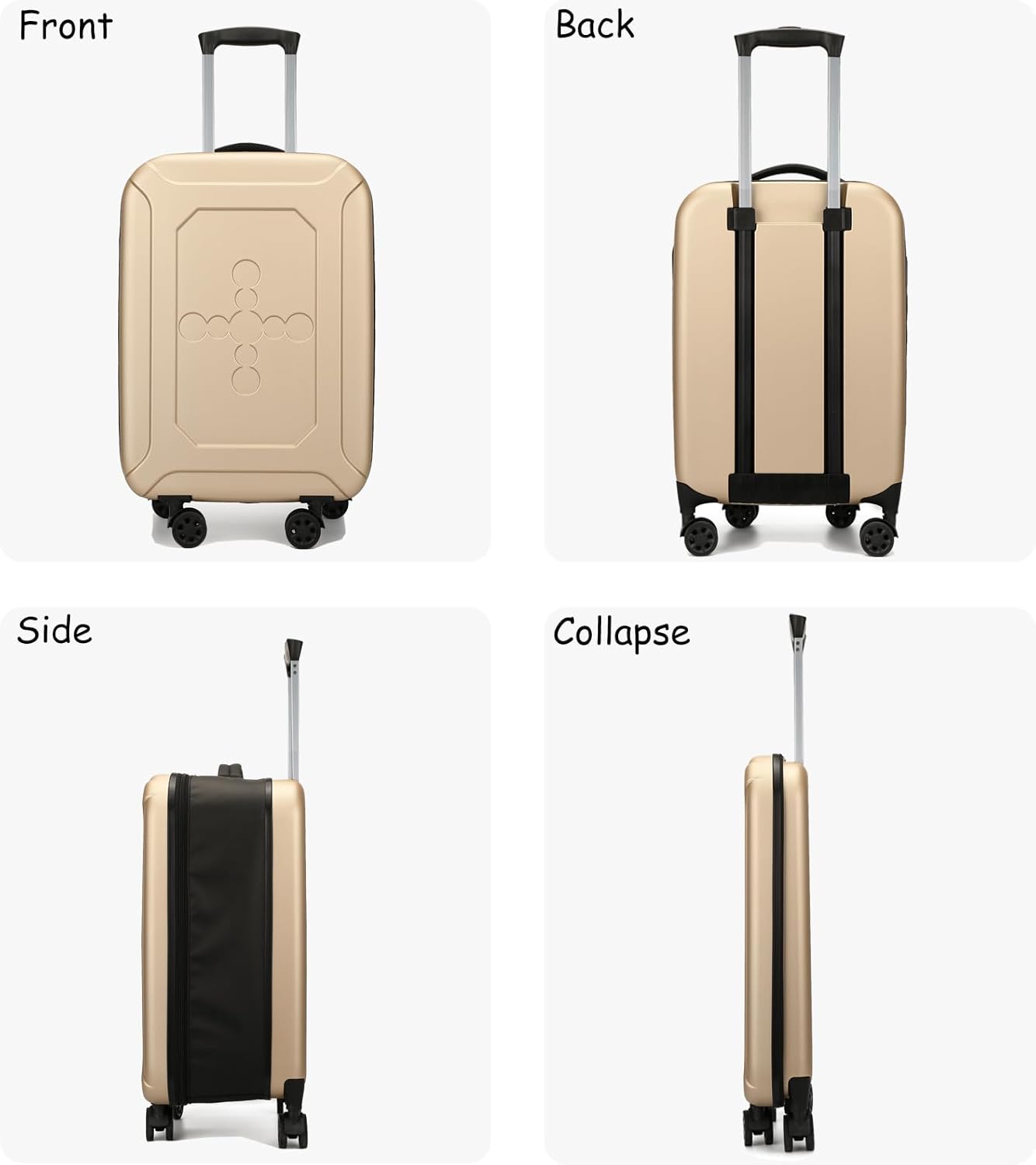 Collapsible Suitcase Checked Fully Foldable Luggage Hardshell Carry-On Rolling Suitcases with Silent Spinner Wheels,Combination Lock Travel for Men Women(24-Inch) - Image 2