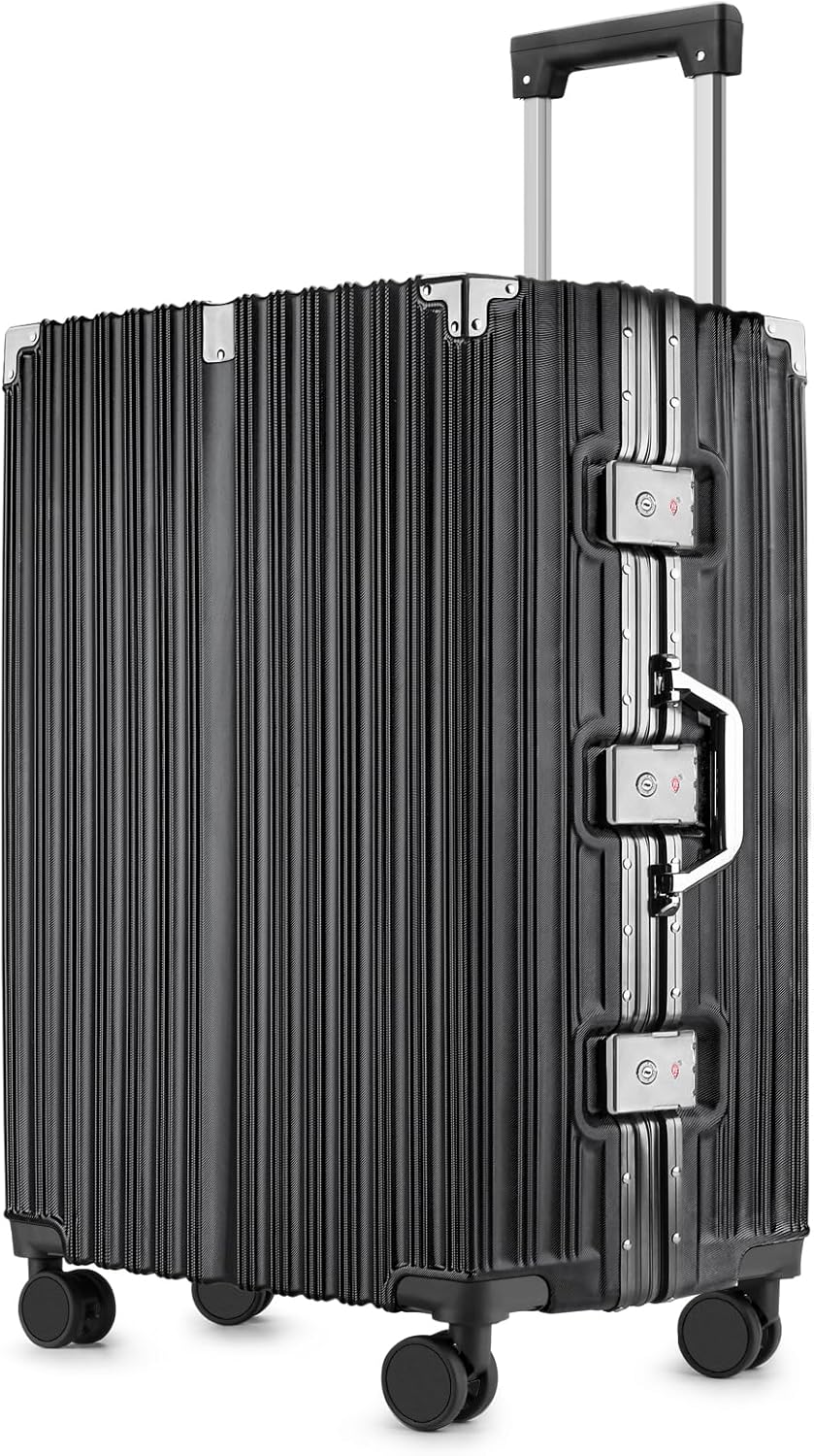 Zipperless Luggage | 28 Inch Checked suitcase | PC + Aluminum Frame | , Scratch-Proof Hardshell & Silent Wheels | Lightweight Carry-On for Business Travel (Black)